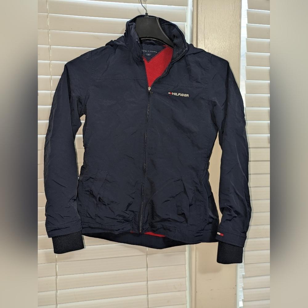 Tommy Hilfiger Womens Petite Navy Yacht Jacket with Stand-Up Collar EUC Size SP